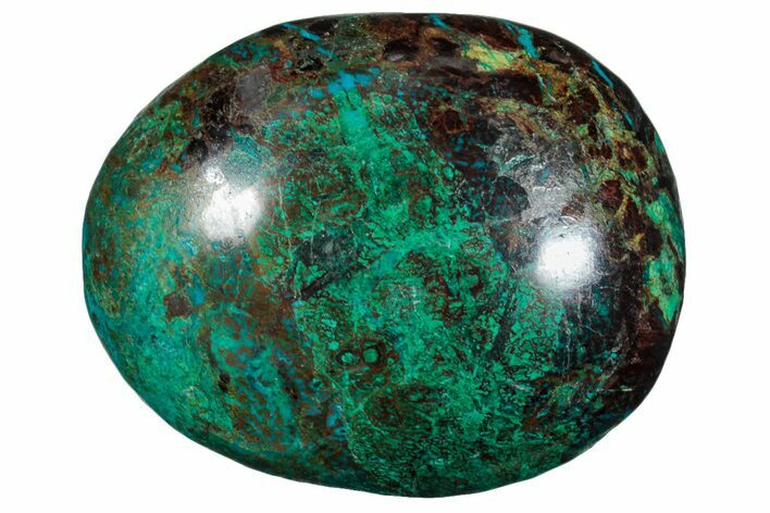 Polished Chrysocolla and Malachite Palm Stone - Peru #258680